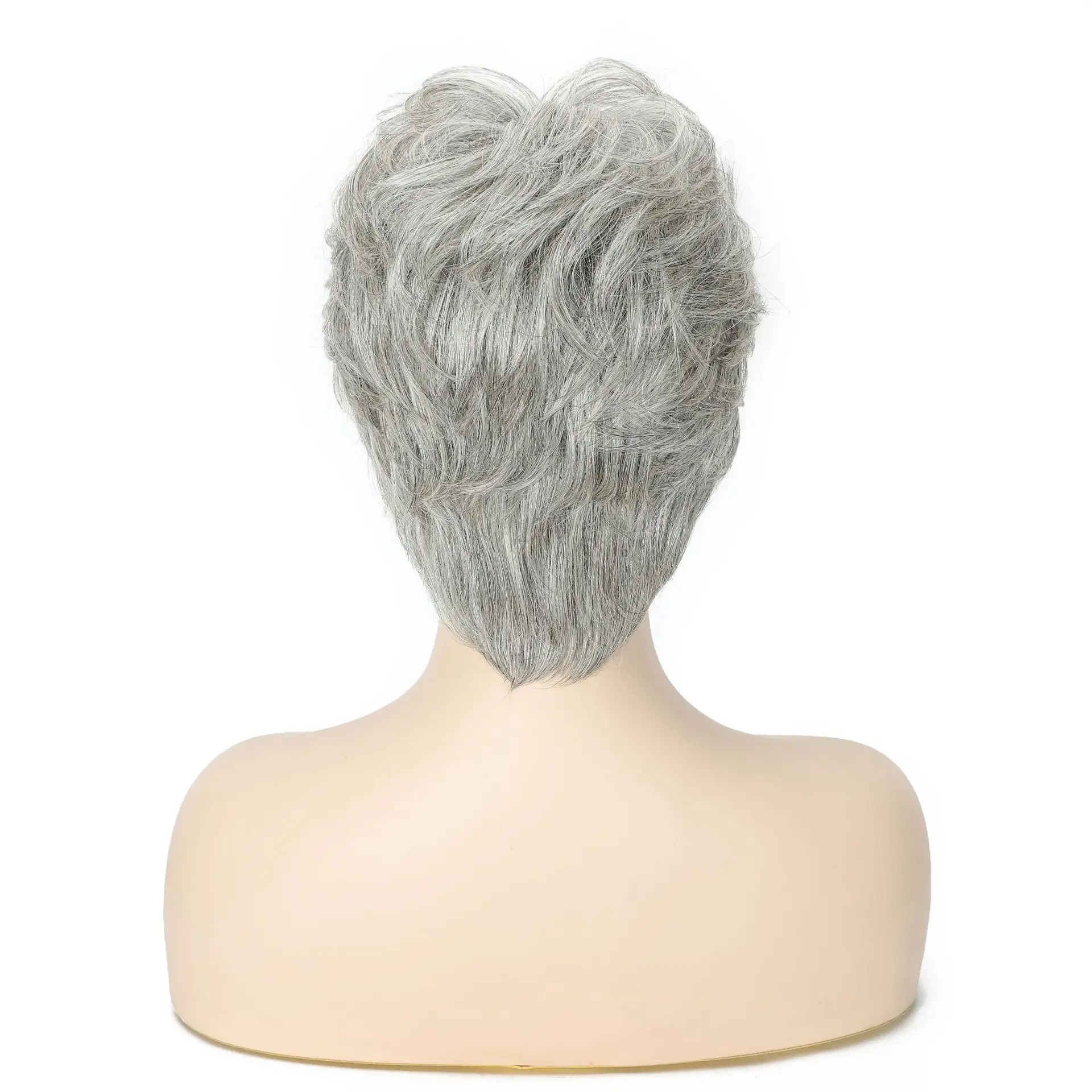 Short Curly Grey Ombre Human H - đánh giá và giá Hair Care Women